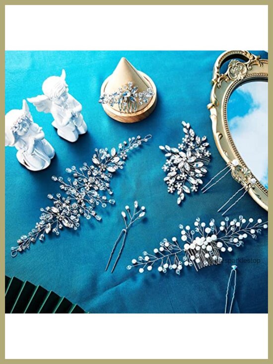 44 Pcs Faux Pearl Crystal Hair Combs & Clips Wedding Bride Prom main image 5